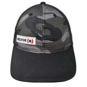 Fersten Snapback Hat Black White OS Belfor Mesh Front Adjustable Embroidered